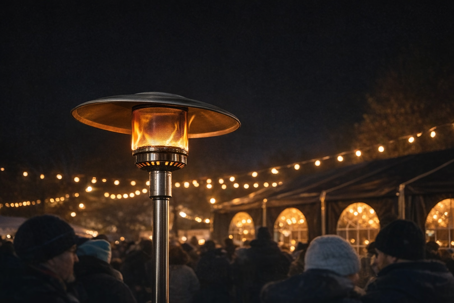 warme abendbeleuchtung am heizstrahler